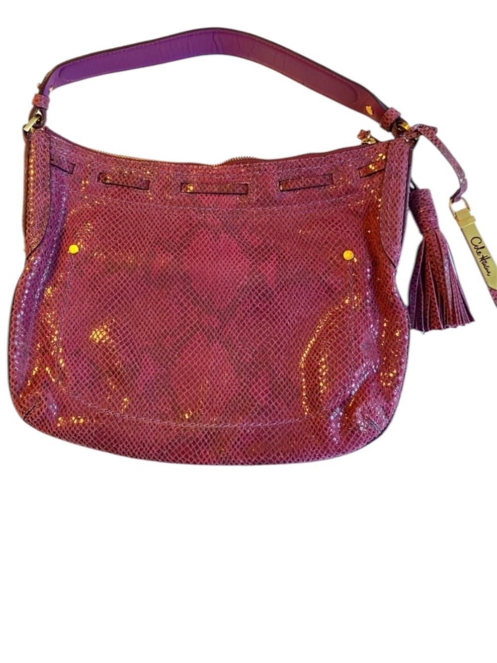 COLE HAAN Purple Burgundy Snakeskin Indie Sleaze Y2K Hobo Shoulder Bag Whimsigot